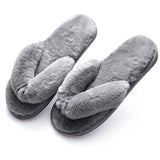 Fur Women Home Slippers Autumn Winter Warm Flat Ladies Shoes Slip on Plush Women Flip Flops