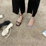 Summer New Narrow Band Women Sandal Shoes Fashion Thick Heel Ladies Elegant Open Toe Sandalias Ankle Strap Dress