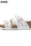Fashion Designer Platform Med Heel Cork Slipper 2023 New Women Summer Casual Beach Wedge Trifle Outside Slide