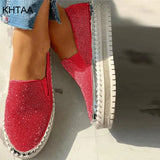 Glitter Shoes Ladies Bling Crystal Loafers Platform Women's Flats Autumn Slip-on Woman Causal Female Fashion New