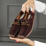 Leather Women's Casual Shoes Lace Up Flats Sneakers Luxury Brand Ladies Moccasins Designer Loafers Women Chaussures