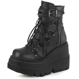 2021 Brand Platform Designer Goth Cool Motorcyle Women Boots Punk Street Zipper Elastic Band Black Ladies