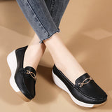 Breakj Leather Thick-Soled Mother Shoes 2024 New Women's Single Shoes Pedal Light And Anti-Slip Loose Pastry Shoes Casual Bean
