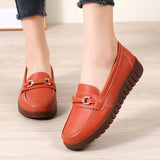 Breakj New Women's Shoes Leather Flat Sole Women's Bean Shoes One Foot Pedal Casual Women's Comfortable Mother