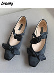 Women Flat Bottom Ballet Shoes Female New Bow Band Retro Shallow Mouth Women's Shoes Size