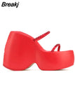 Dropship Brand New 2023 Summer Chunky Platform Wedges Women Slipper Mules Shoes Comfy Fashion Woman Shoes