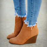 Toe Booties Winter Women Leopard Ankle Boots Footwear Platform High Heels Wedges Shoes Woman Bota