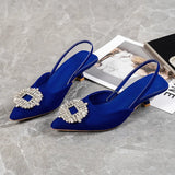 Bride Shoes Comfortable Triangle Heeled Party Wedding Shoes 2023 Brand Women Pumps Luxury Crystal Slingback High
