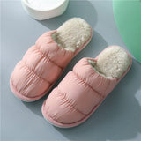 Women Slippers Down cloth Home Slippers Non-Slip Soft Warm House Slippers Indoor Bedroom Lovers Couples Floor Shoes
