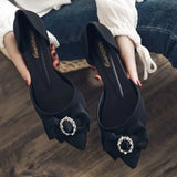 Women Shoes Butterfly-knot Pumps Summer Drill Ladies Pointed Toe Shallow Jelly Shoes Low Heel Office Female
