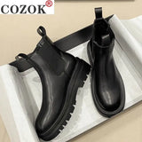 Chunky Heel Ankle Boots Women Shoes Autumn Brand Designer Chelsea Boots Female Platform Boots Lasdies Plus Size