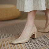 Spring / Summer 2024 Fashion Commuter Single Shoes Women's Thick Heel Women's Shoes Hollow Square Head Retro Fairy High