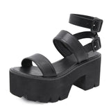 2021 New Arrival Summer Women Platform Sandals Thick Bottom Ankle Strap Sandals High Heels Open Toe Black Gothic