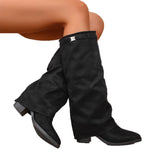 Breakj Pointed High-Heeled Trouser Boots 2025 Autumn Folds Coarse And Sleeve High-Heeled Fashion Boots