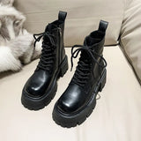 Leather Women's Boots Designer Shoes for Women Luxury Short Boots Platform Non-slip Motorcycle Boots Round Toe Ankle