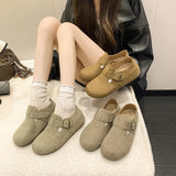 Breakj Round Head Boken Shoes Women's New Autumn Buckle Flat Shoes Casual Simple And Not Tired Women's