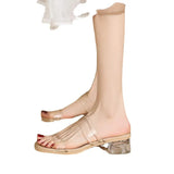 Breakj Summer French Web Celebrity One Word With Transparent Low Heels Fashion Sandals Thick Heels Crystal And Cool
