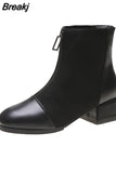 Black Brown Western Ankle Boots Women PU Leather High Heel Booties Heels Short Motorcycle Shoes Ankle Boots For Women
