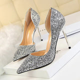 Breakj Sexy Nightclub Show Thin Women's Shoes Thin Heel High Heel Shallow Pointed Head Side Hollow Out