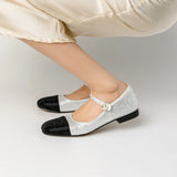 Women's Rhinestone Low Heel Shoes Fashion Bling Wedding Wear Comfortable Genuine Leather Top Layer Cowhide Pumps Black