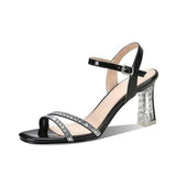 Size 34-40 Women Crystal High Heels Sandals Sequined Ankle Strap Shoes 2022 Summer Gold Silver Purple Black Zapatos Para