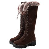 dropship 2023 large size 43 winter warm fur Shoes woman outdoor snow boots Women shoelaces knee high Boots female