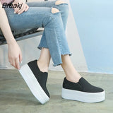 women flat platform canvas shoes canvas flats women casual shoes girls Student thick soled Loafers Lady Slip on