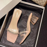 Breakj Transparent Large-Size Thick-Heeled Sandals Women 2025 Summer New Fairy Wind High Heel Slippers Temperament Water Women's