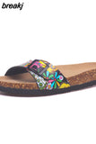 2023 New Fashion Summer Cork Slipper Women Casual Beach Mixed Color Flip Flops Slides