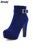 Large Sizes 33-43 Party Booties Woman Fashion High Heels Women's Shoes Sexy Add Fur Winter Ankle Boots female