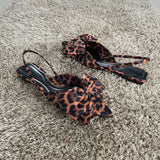 Women Pointed Toe Flat Sandals Shoes 2023 Without Heels Leopard Print Ladies Brand Casual Slingback Woman Flats low