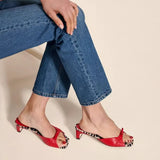 Mid-heel All-in-one Korean Version Sandals High Heels Women's Summer Leopard Print Wear Women's Square Heels Chunky