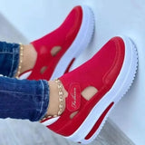 Breakj Spring And Summer New Large-Size Leisure Single Shoes Women Thick Sole Flying Weaving Breathable Magic Stick Casual Mesh