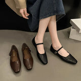 Breakj Spring New Single-Shoe Women's Fashion Side Shallow Mouth Button Mary Treasure Shoes Fashion Small Leather