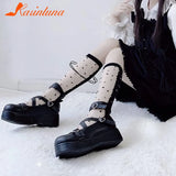 Great Quality Lolita Cosplay Black Pink Wedges Pumps Platform Heart Women Mary Janes Buckle Strap Gothic Shoes