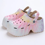 Fashion Colorful Chunky Platform Sandals Women 2024 Wedge Heels Clogs Slippers Woman Hollow Out Closed Toe Beach
