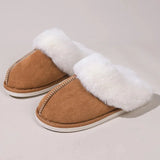 2023 Winter Fur Slippers Women Faux Suede Fluffy Furry Home Slides Woman Comfort Non Slip Indoor Floor Cotton Shoes