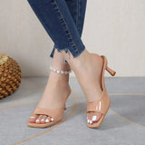Leather High And Cool Slippers Women In The Summer Of 2025 New Fairy Wind Square Fine And External Wearing Large Women's