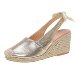 Sandal Shoe Summer Heels Med Clogs Wedge Espadrilles Platform Large Size Suit Female Beige Without Girls Fashion Handmade