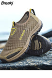 Men's casual shoes, mesh breathable sports shoes, outdoor beach anti-skid men's shoes, flat bottomed casual hiking
