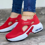 Women Red Sneakers Ladies Air Cushion Shoes Woman Mesh Sneakers Female Breathable Flats Increase Womens Casual