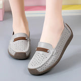 Breakj And Summer Large-Size Soft-Soled Mother Shoes Cow Skin Bean Shoes Women's Casual Shoes Flats Nurse Shoes Single Shoes Women's Working