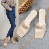 Leather High And Cool Slippers Women In The Summer Of 2025 New Fairy Wind Square Fine And External Wearing Large Women's