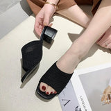 Slippers 2022 summer Fashion Fly Weave Outdoor Sandals Women Closed Toe Comfort Slippers Women Medium Heel