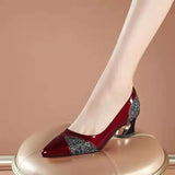 Breakj Chinese Single Shoes Four Seasons Can Wear Commuting Work Shoes Women's Thick Heel Tip Fashion Women's
