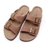 Men's Faux Suede Leather Mule Clogs Slippers Soft Cork Two Buckle Slides Footwear For Men Women Unisex