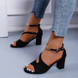 Women's Summer Sexy High Heels Black Sandals Hollow Thick Shoes Fashion Platform Sandals Open Toe Shoes Sandal Platform