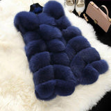 Winter Women Faux Fur Coats New Warm Slim Sleeveless Faux Fox Fur Vest Casual Jacket Female Elegant Black White