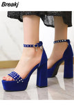 Heels Sandals For Women 2023 Summer Buckle Strap Thick Heels Sandals Simply Casual Comfort Walking Green Heels