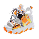 Lady Platform Chunky Sandals Mixed Color shoes lace Buckle Punk Sandals Women Open Toe Beach Casual Shoes